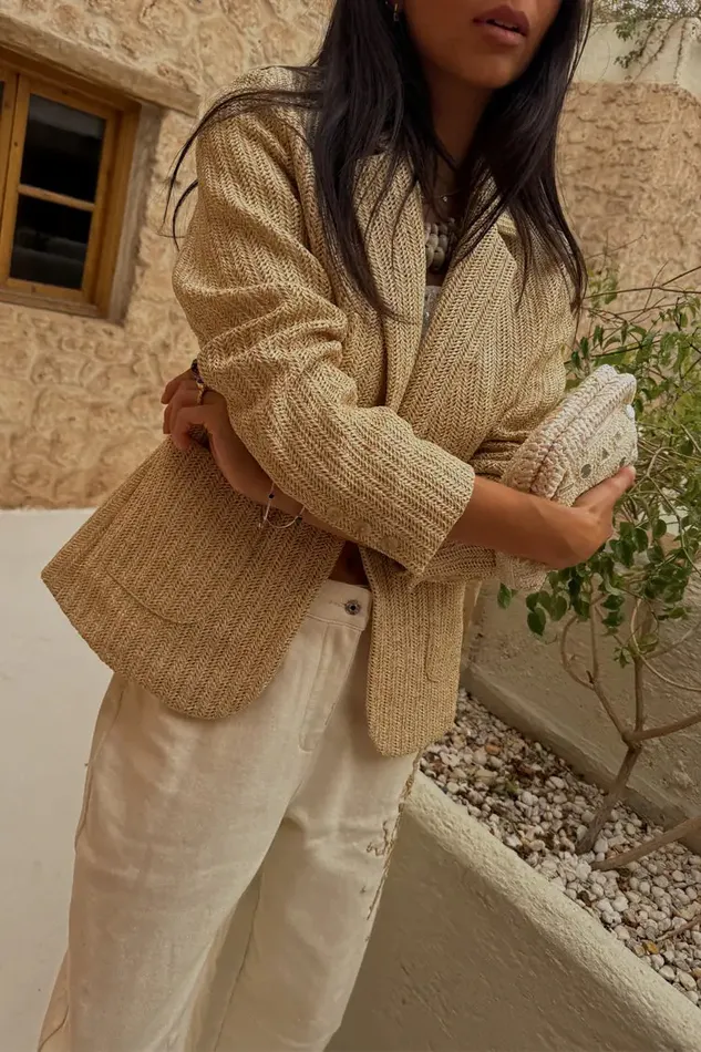 Never Fully Dressed Jackets and Coats Raffia Spencer Blazer 8211 Women