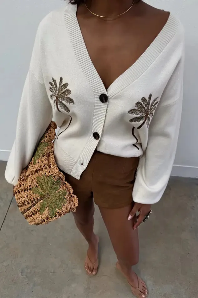 Never Fully Dressed Knitwear Embroidered Palm Boob Cardigan 8211 Women
