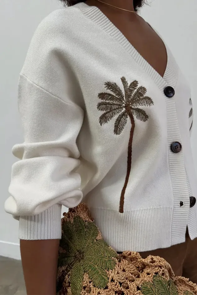 Never Fully Dressed Knitwear Embroidered Palm Boob Cardigan 8211 Women