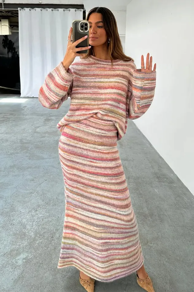 Never Fully Dressed Knitwear Multi Stripe Knit Skirt 8211 Women