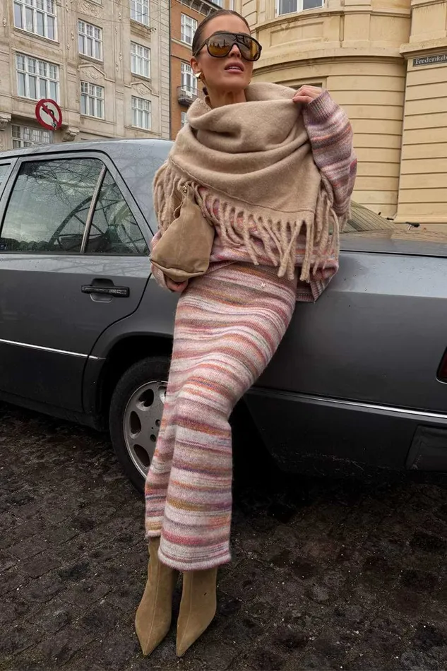 Never Fully Dressed Knitwear Multi Stripe Knit Skirt 8211 Women