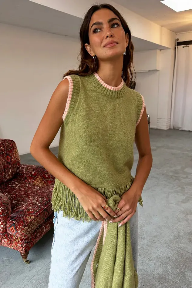 Never Fully Dressed Knitwear Olive Knit Tank Top 8211 Women