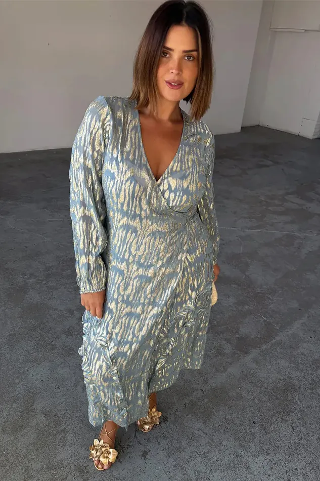 Never Fully Dressed Newness Blue Lottie Wrap Dress 8211 Women