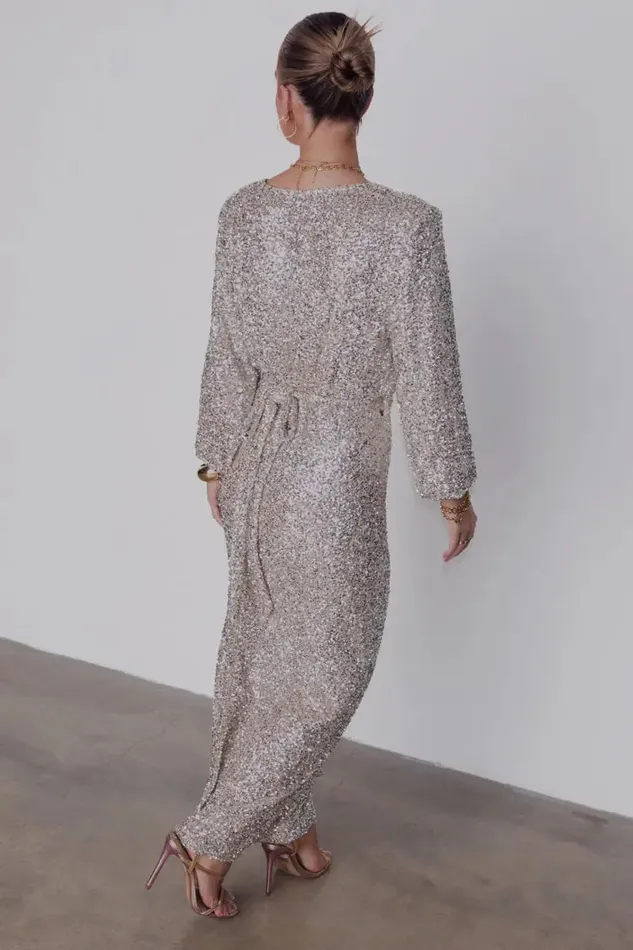 Never Fully Dressed Sequins Silver Sequin Kira Wrap Dress 8211 Women