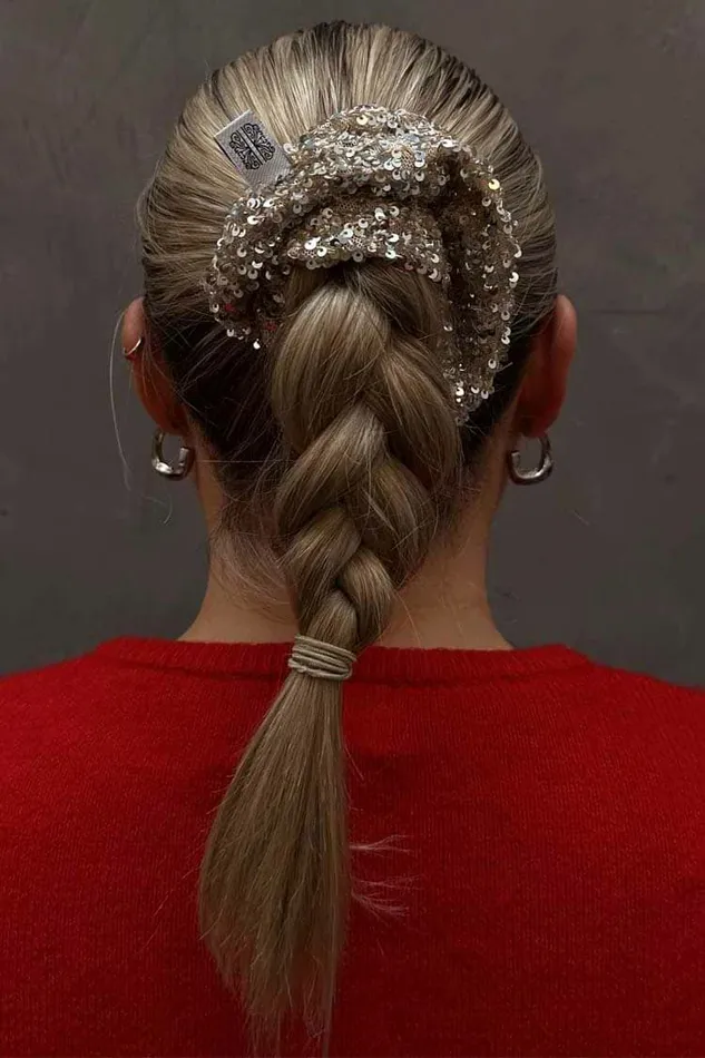 Never Fully Dressed Sequins Silver Sequin Scrunchie 8211 Women