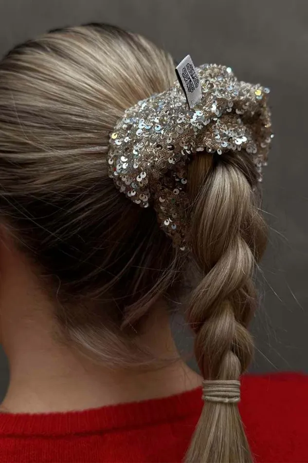 Never Fully Dressed Sequins Silver Sequin Scrunchie 8211 Women