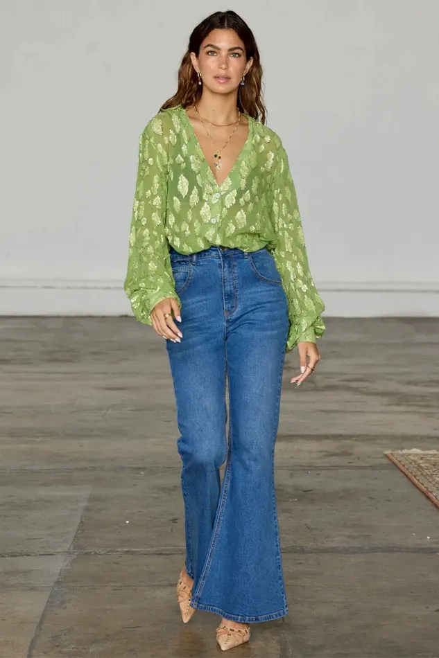 Never Fully Dressed Shirts Green Jacquard Miley Shirt 8211 Women