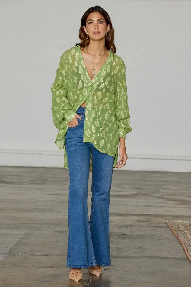 Never Fully Dressed Shirts Green Jacquard Miley Shirt 8211 Women