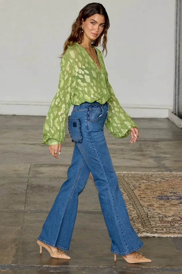 Never Fully Dressed Shirts Green Jacquard Miley Shirt 8211 Women