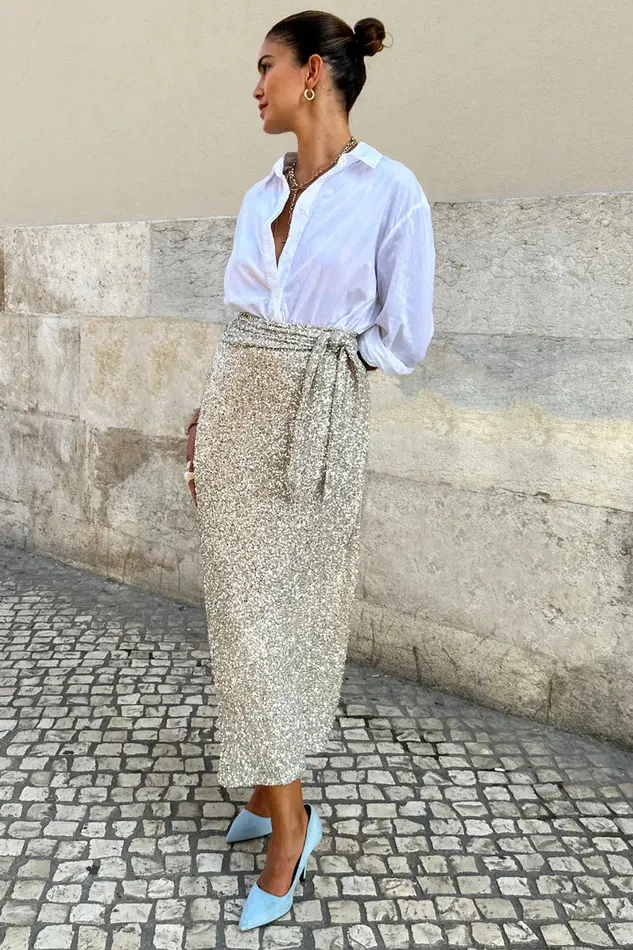 Never Fully Dressed Skirts Sequin Maxi Wrap Jaspre Skirt Petite 8211 Women