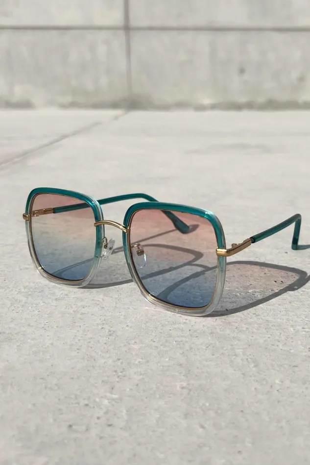 Never Fully Dressed Swim Blue Tint Lucy Square Sunglasses 8211 Women