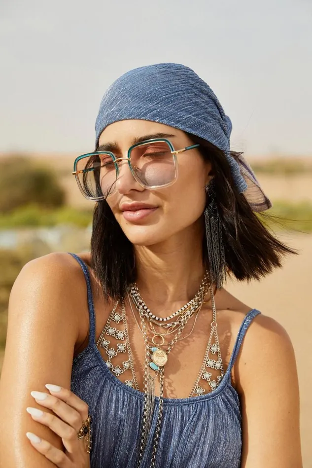 Never Fully Dressed Swim Blue Tint Lucy Square Sunglasses 8211 Women