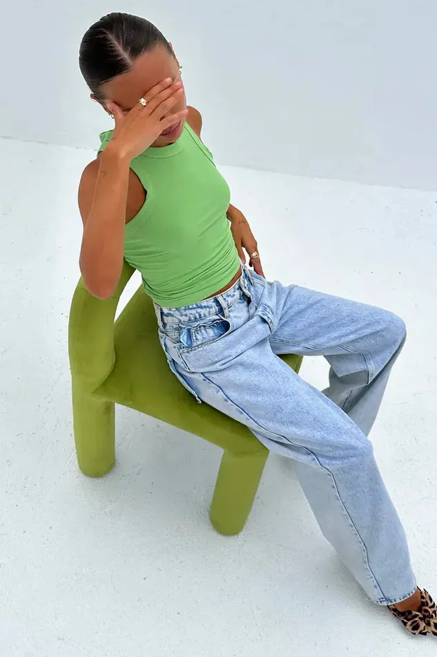 Never Fully Dressed Tops and TShirts Green Ribbed Tank Top 8211 Women