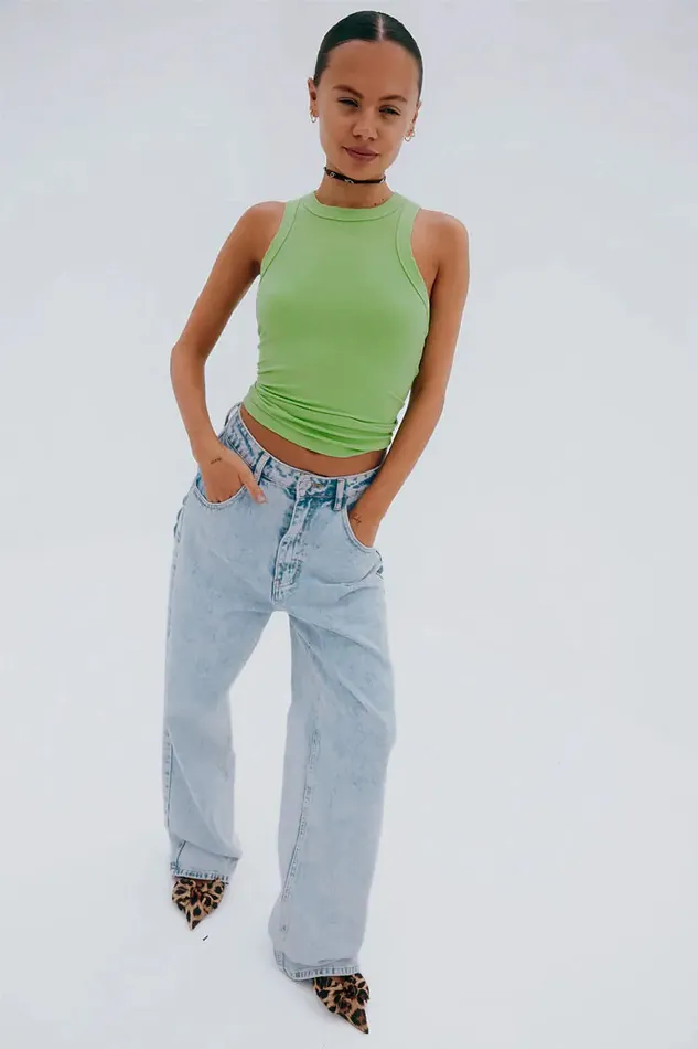 Never Fully Dressed Tops and TShirts Green Ribbed Tank Top 8211 Women