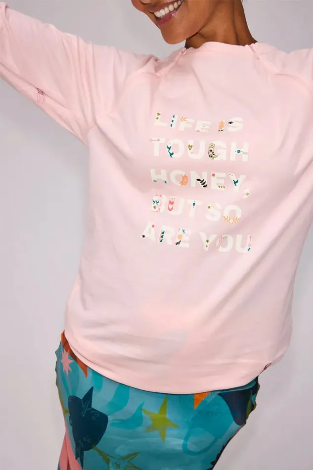 Never Fully Dressed Tops and TShirts Pink Life Is Tough Long Sleeve Accessible TShirt 8211 Women