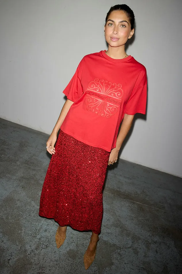 Never Fully Dressed Tops and TShirts Red NFD Tshirt 8211 Women
