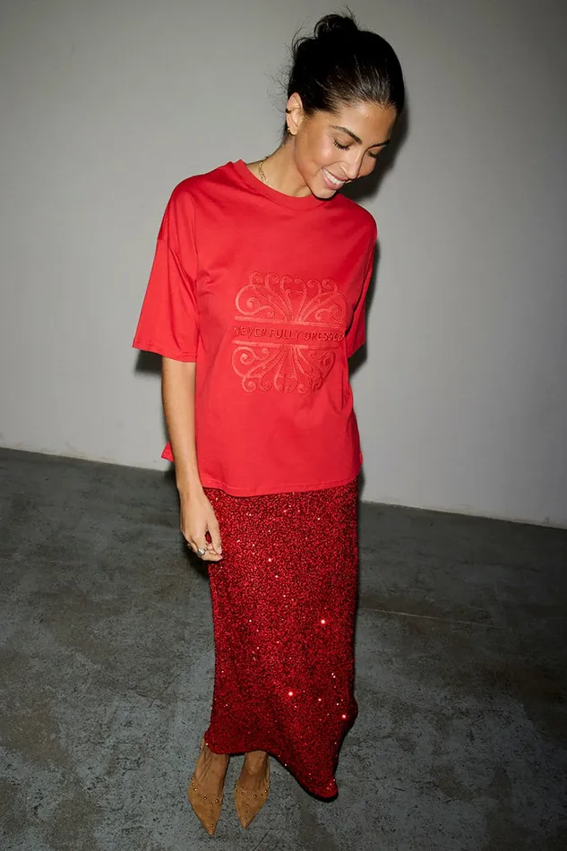 Never Fully Dressed Tops and TShirts Red NFD Tshirt 8211 Women