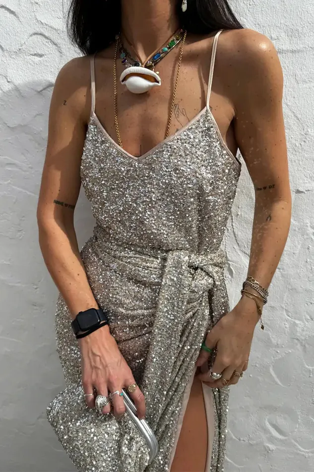 Never Fully Dressed Tops and TShirts Silver Sequin Cami Top 8211 Women