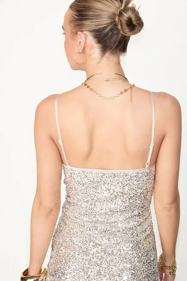 Never Fully Dressed Tops and TShirts Silver Sequin Cami Top 8211 Women