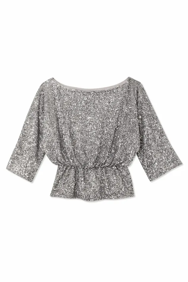 Never Fully Dressed Tops and TShirts Silver Sequin Tilly Top 8211 Women