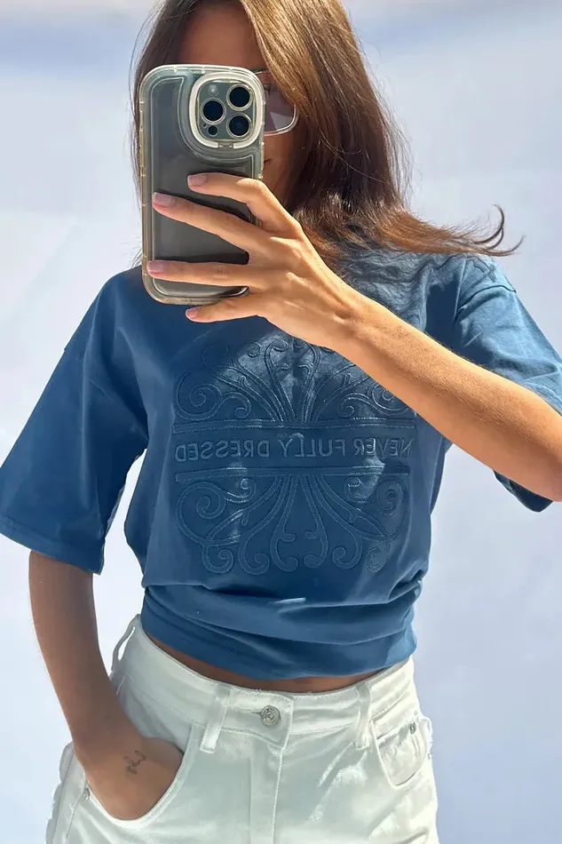 Never Fully Dressed Tops and TShirts Washed Blue NFD TShirt 8211 Women