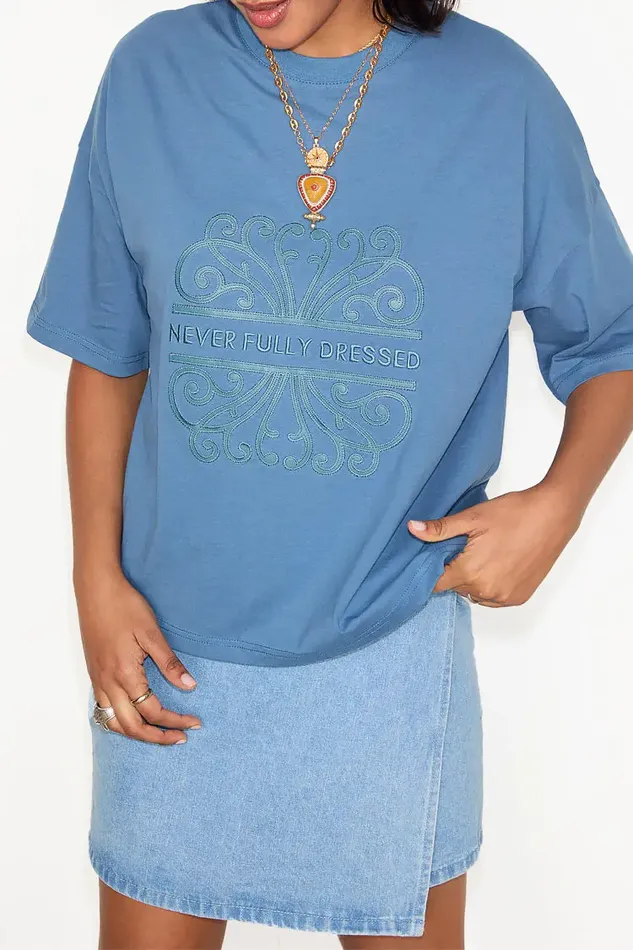 Never Fully Dressed Tops and TShirts Washed Blue NFD TShirt 8211 Women