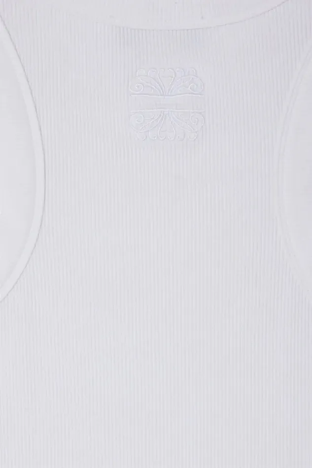 Never Fully Dressed Tops and TShirts White Ribbed Tank 8211 Women