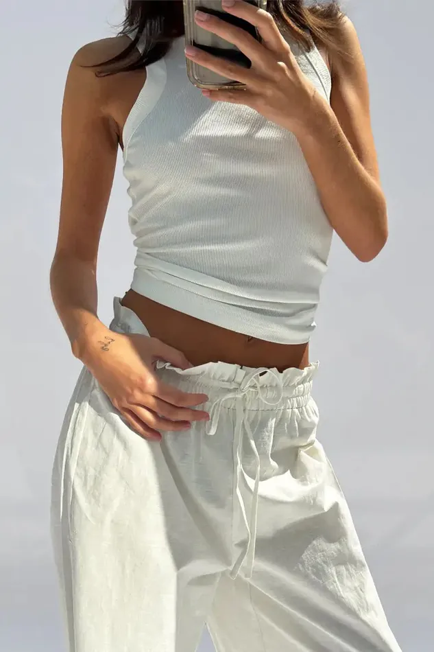 Never Fully Dressed Tops and TShirts White Ribbed Tank 8211 Women