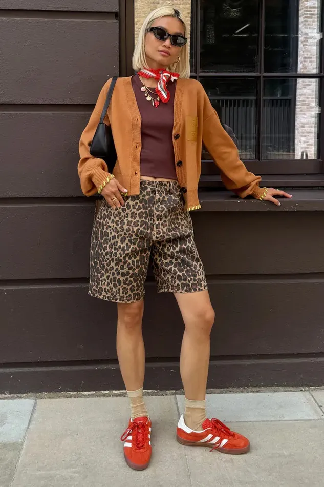Never Fully Dressed Trousers and Shorts Leopard Lucia Scallop Pocket Long Shorts 8211 Women