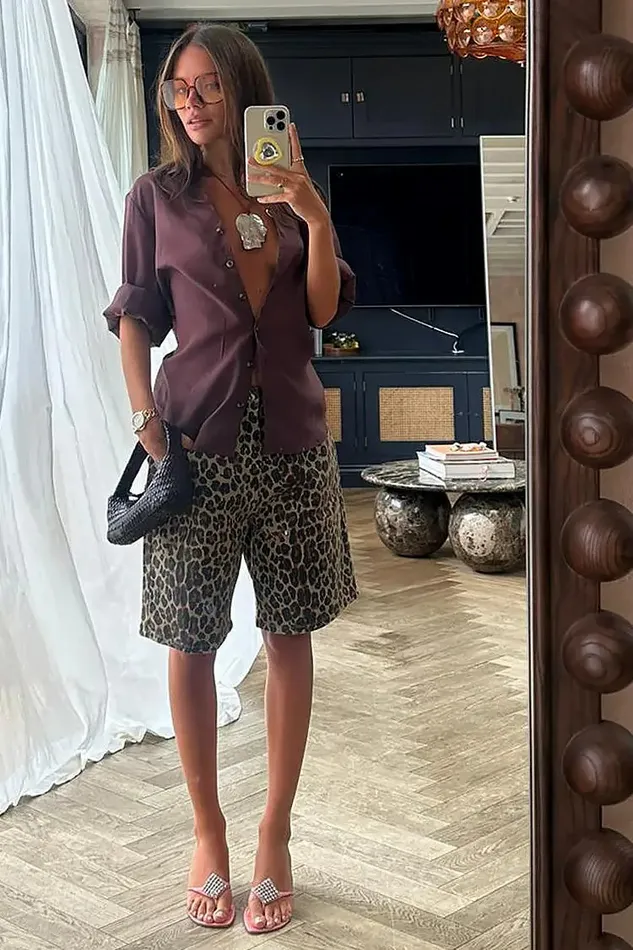 Never Fully Dressed Trousers and Shorts Leopard Lucia Scallop Pocket Long Shorts 8211 Women