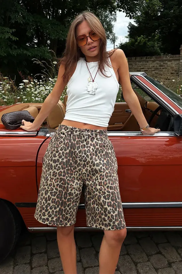 Never Fully Dressed Trousers and Shorts Leopard Lucia Scallop Pocket Long Shorts 8211 Women
