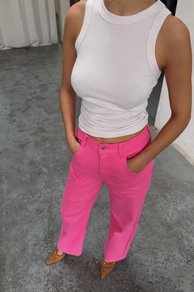 Never Fully Dressed Trousers and Shorts Pink Denim Scallop Detail Jeans 8211 Women