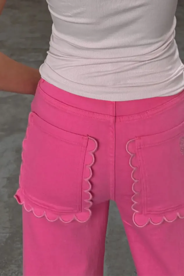 Never Fully Dressed Trousers and Shorts Pink Denim Scallop Detail Jeans 8211 Women