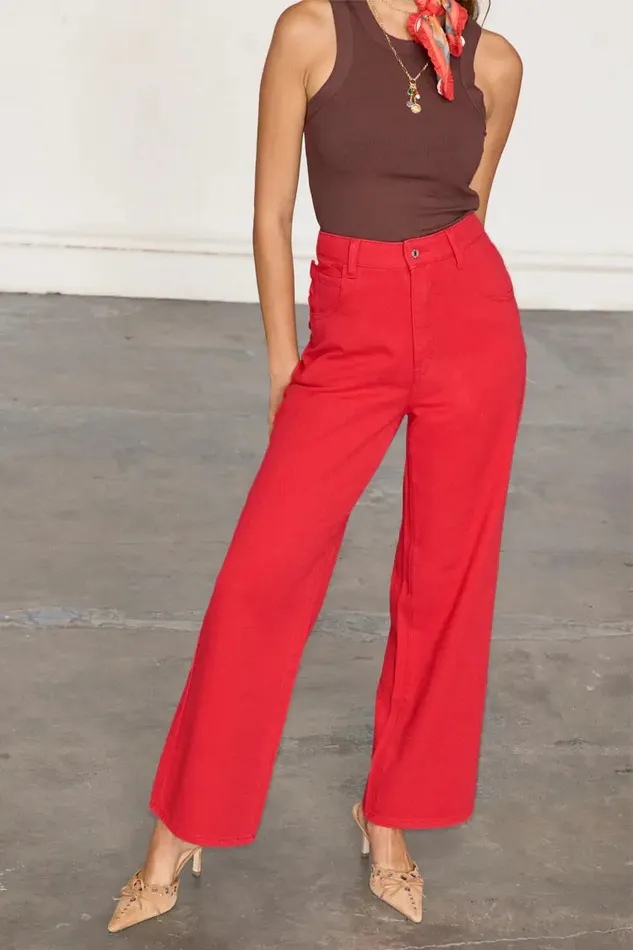 Never Fully Dressed Trousers and Shorts Red Denim Scallop Jeans 8211 Women