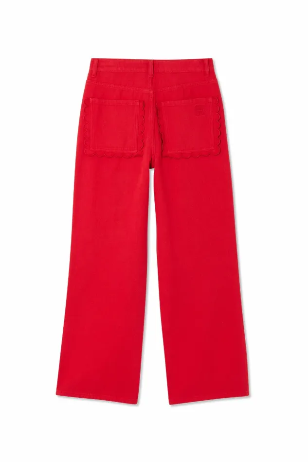 Never Fully Dressed Trousers and Shorts Red Denim Scallop Jeans 8211 Women
