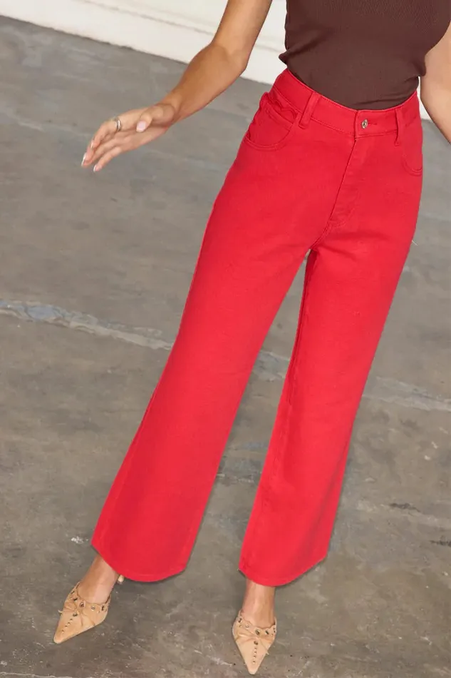 Never Fully Dressed Trousers and Shorts Red Denim Scallop Jeans 8211 Women