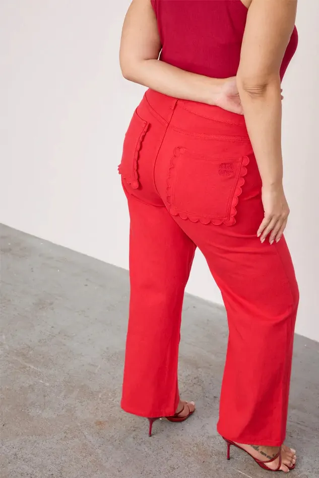 Never Fully Dressed Trousers and Shorts Red Denim Scallop Jeans 8211 Women