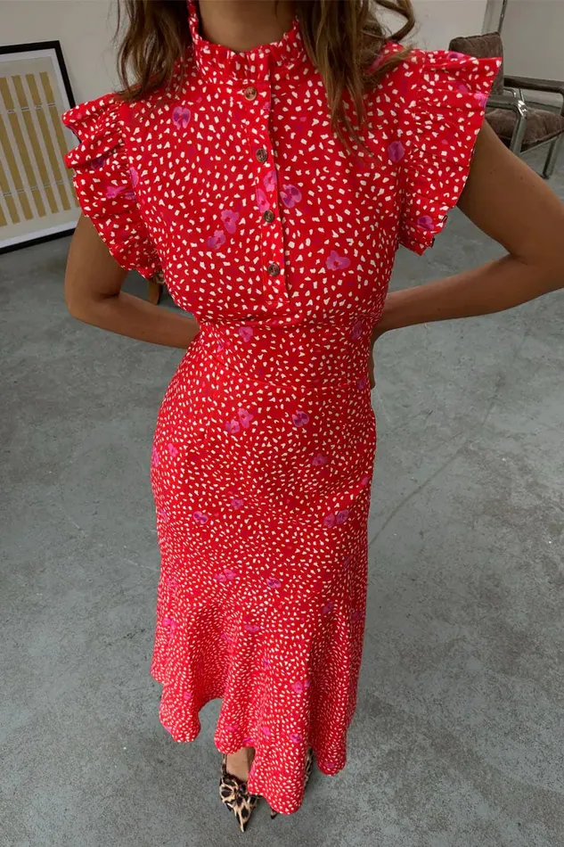 Never Fully Dressed Wedding Guest Red Floral Remi Dress 8211 Women