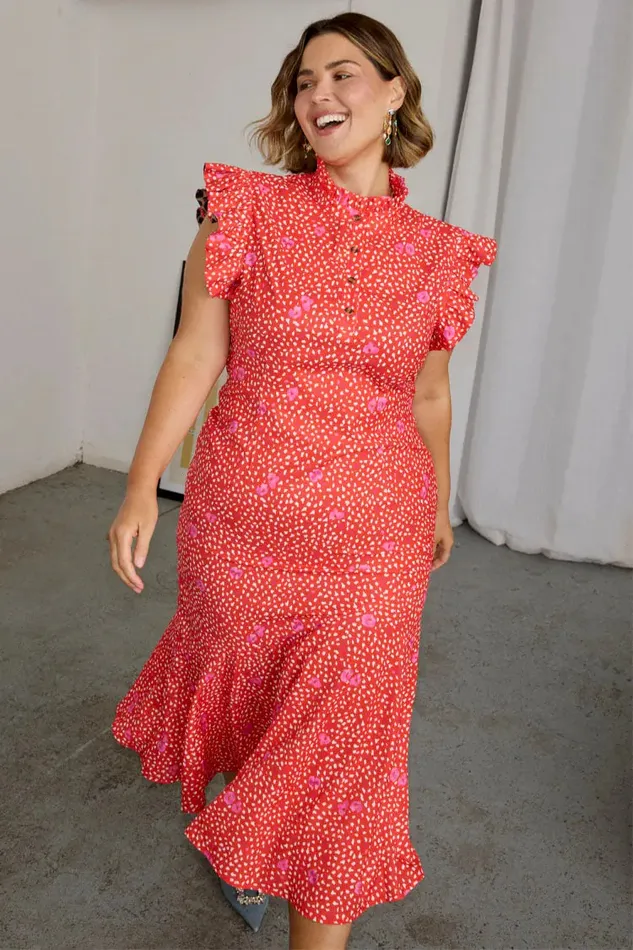 Never Fully Dressed Wedding Guest Red Floral Remi Dress 8211 Women