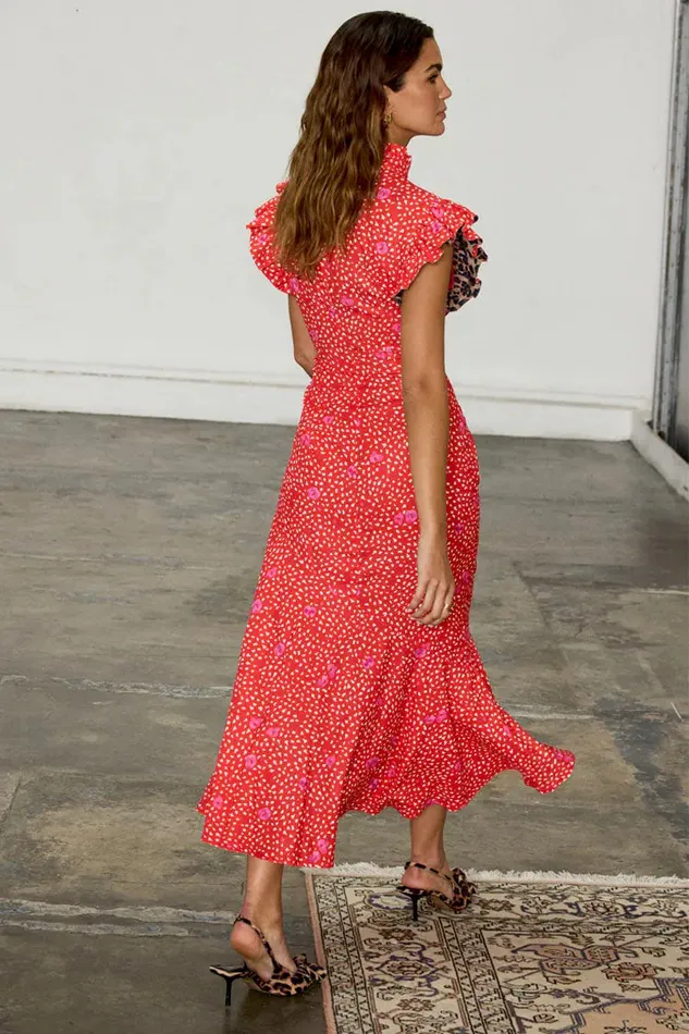 Never Fully Dressed Wedding Guest Red Floral Remi Dress 8211 Women