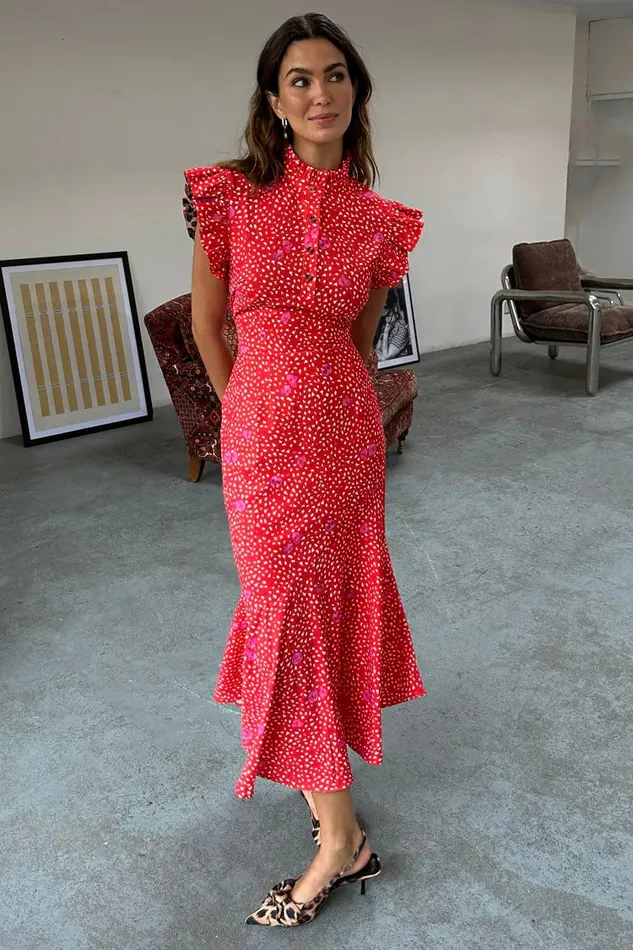 Never Fully Dressed Wedding Guest Red Floral Remi Dress 8211 Women