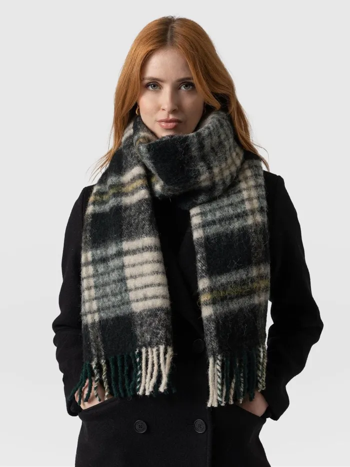 Nora Check Scarf 8211 Green Green Women Saint And Sofia Scarves and Hats