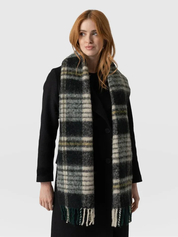 Nora Check Scarf 8211 Green Green Women Saint And Sofia Scarves and Hats