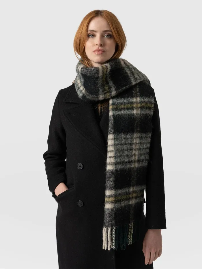 Nora Check Scarf 8211 Green Green Women Saint And Sofia Scarves and Hats