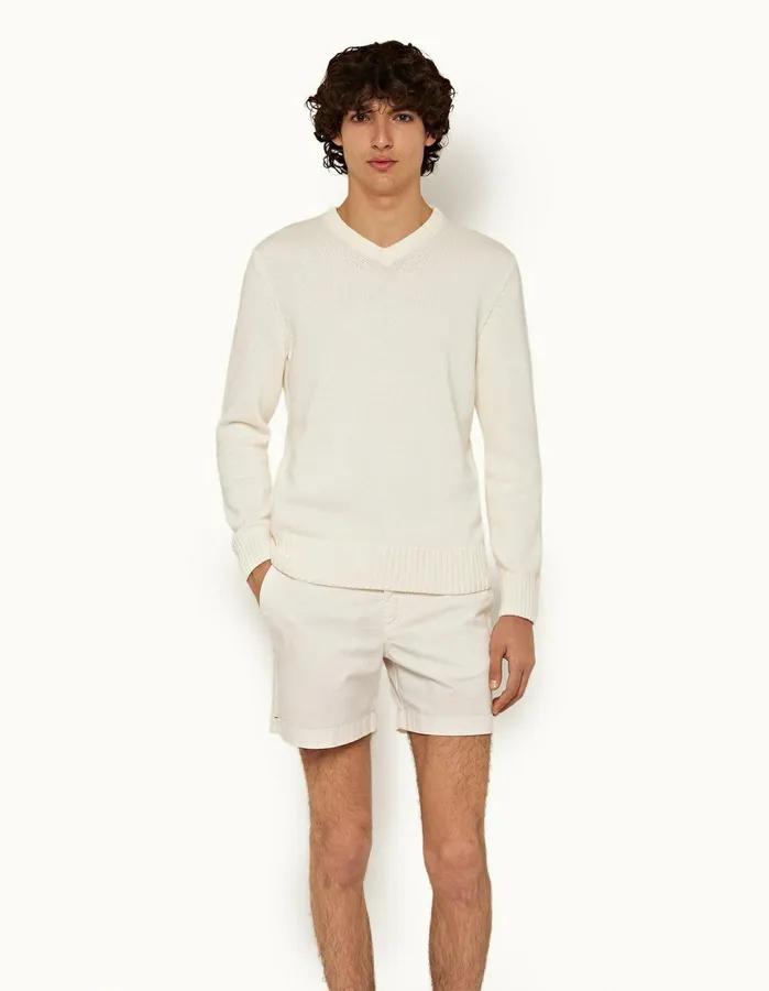 Orlebar Brown Day Shorts Men Bulldog Cotton Twill White Sand