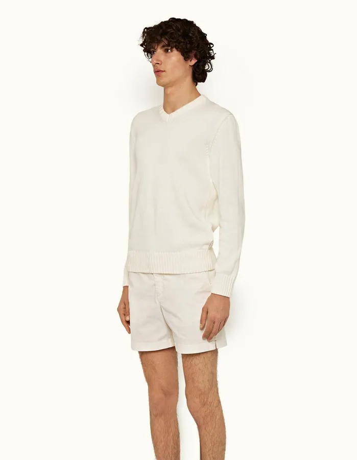 Orlebar Brown Day Shorts Men Bulldog Cotton Twill White Sand
