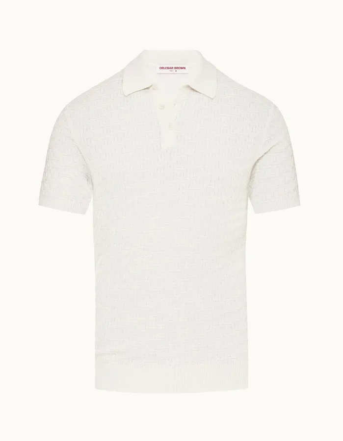 Orlebar Brown Polo Shirts Men Burnham White Sand