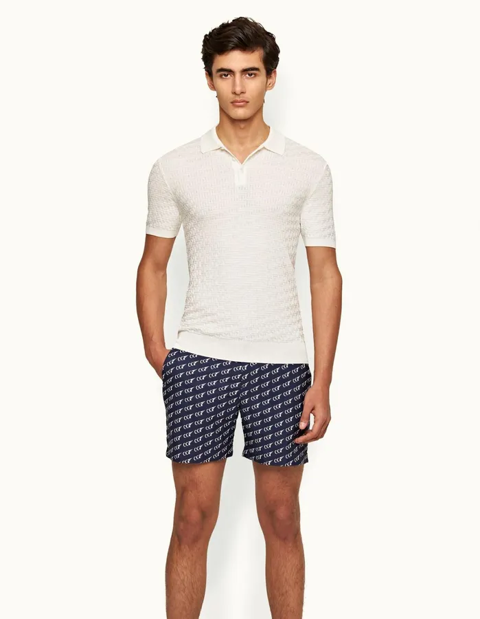 Orlebar Brown Polo Shirts Men Burnham White Sand