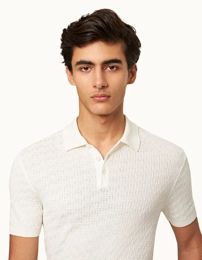 Orlebar Brown Polo Shirts Men Burnham White Sand