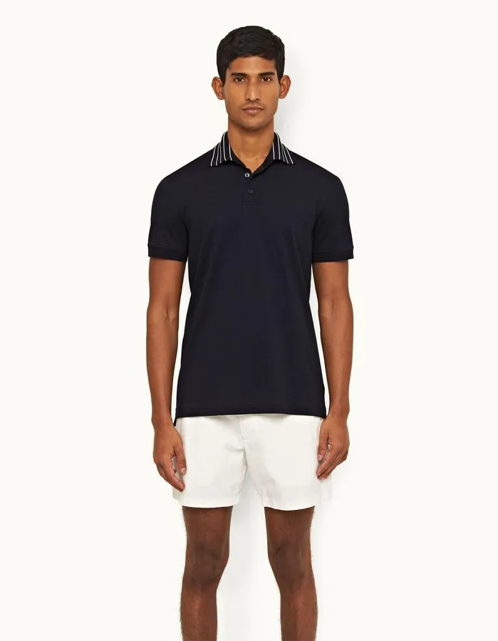 Orlebar Brown Polo Shirts Men Dominic Stripe Night Iris
